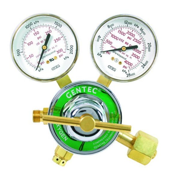 Gentec Med to Heavy Duty Single Stage  Regulator, 9/16in-18LHM, Gas: Acetylene 853Y-15-3